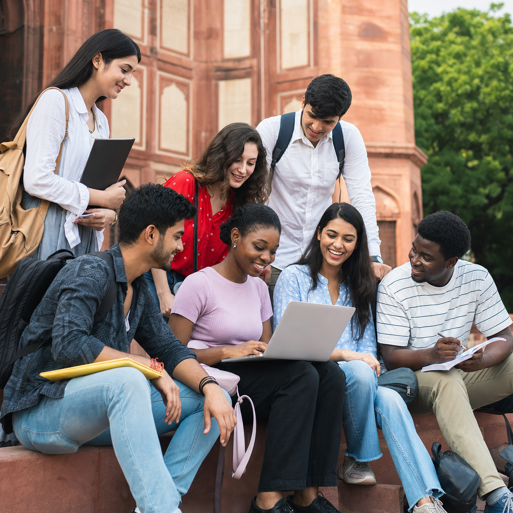 International students at an Indian university campus