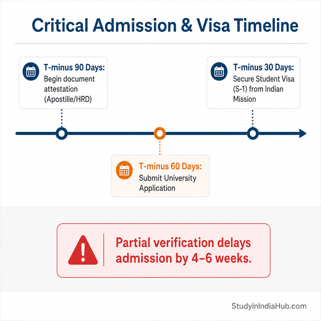 StudyInIndiaHub.com — Critical Admission & Visa Timeline