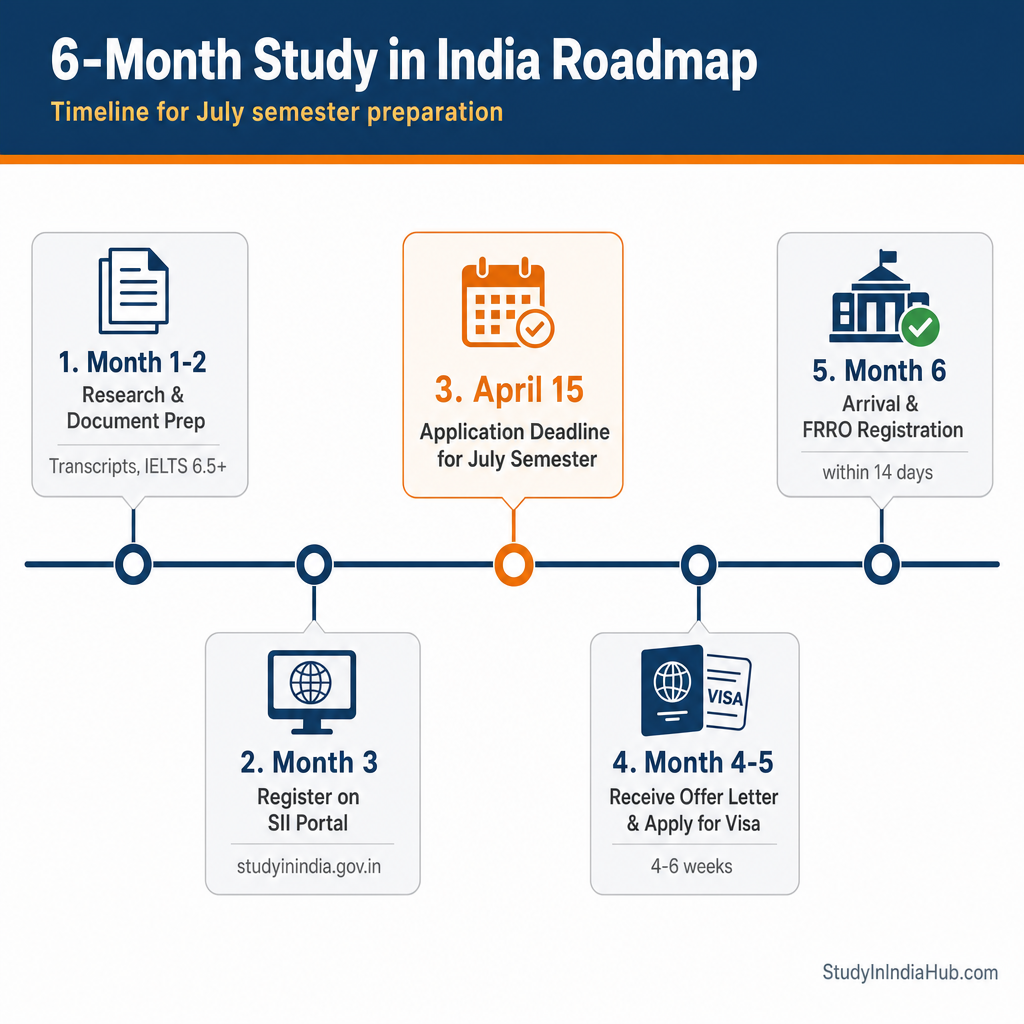 StudyInIndiaHub.com — 6-Month Study in India Roadmap